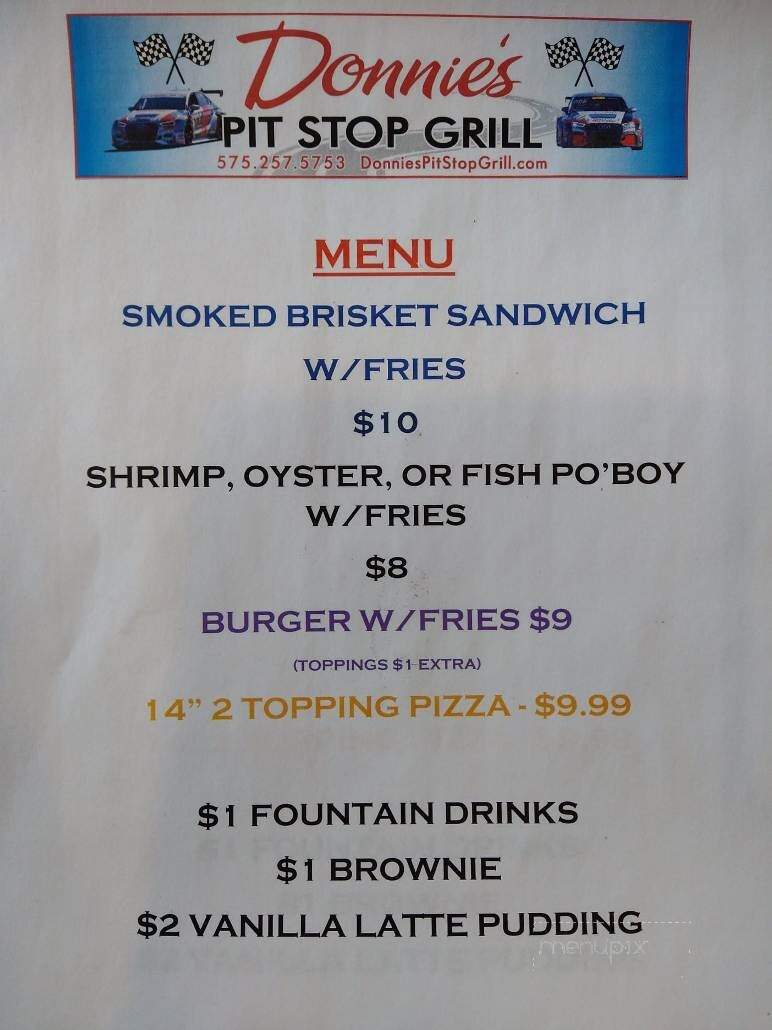 Donnie's Pit Stop Grill - Ruidoso, NM menu_pic