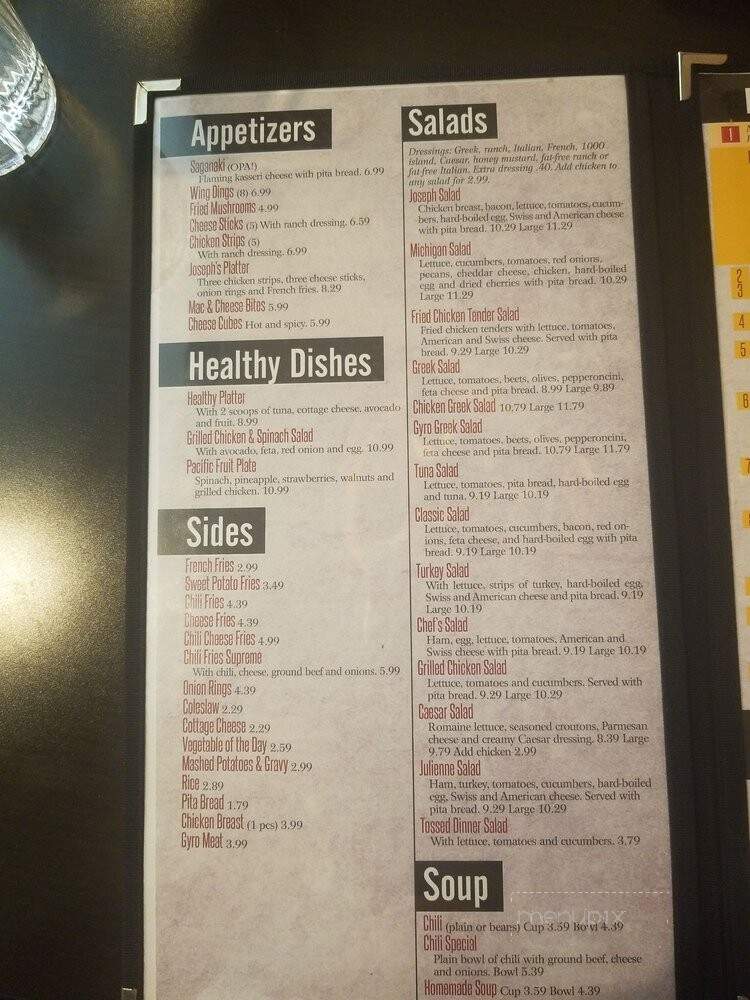 Joseph's Coney Island - Northville, MI menu_pic
