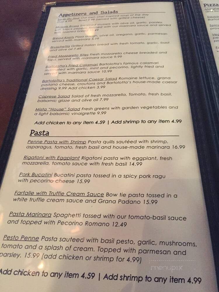 Nonna Bartolotta's - Milwaukee, WI menu_pic