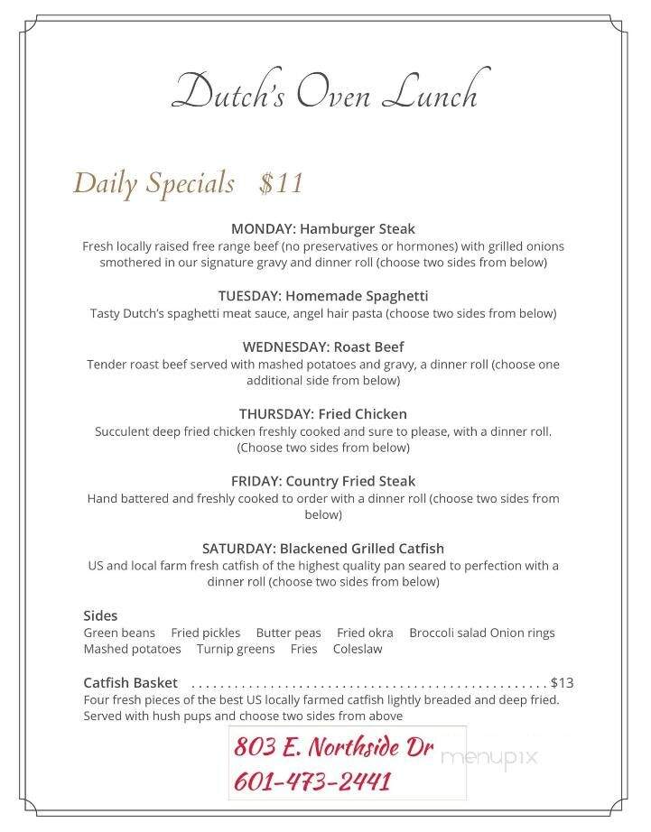 Dutch's Oven Dine In - Clinton, MS menu_pic