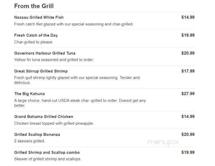 Bahama Bob's - Pooler, GA menu_pic