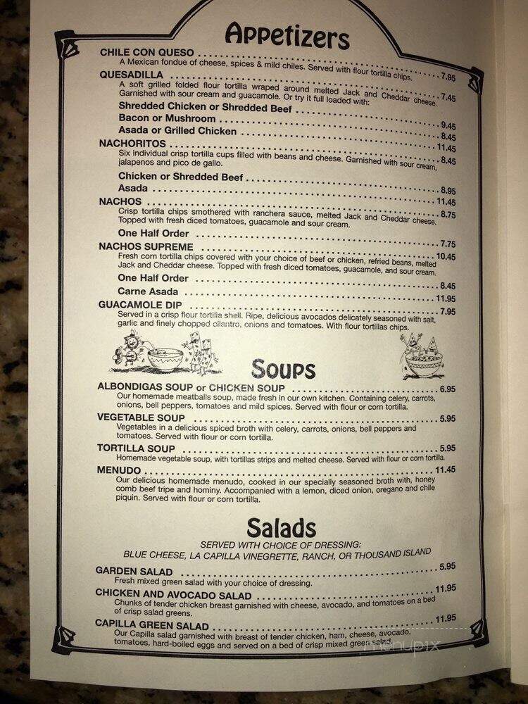La Capilla Mexican Restaurant - La Palma, CA menu_pic