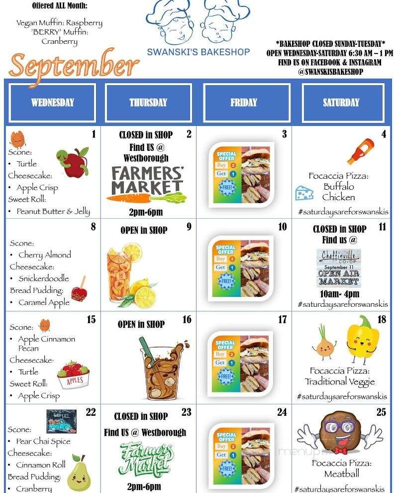 Swanskis Bake Shop - Westborough, MA menu_pic