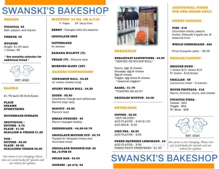 Swanskis Bake Shop - Westborough, MA menu_pic