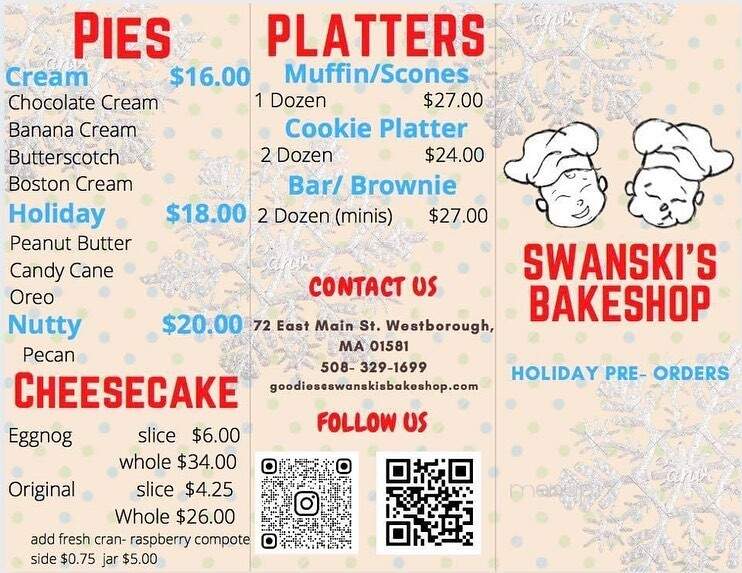 Swanskis Bake Shop - Westborough, MA menu_pic