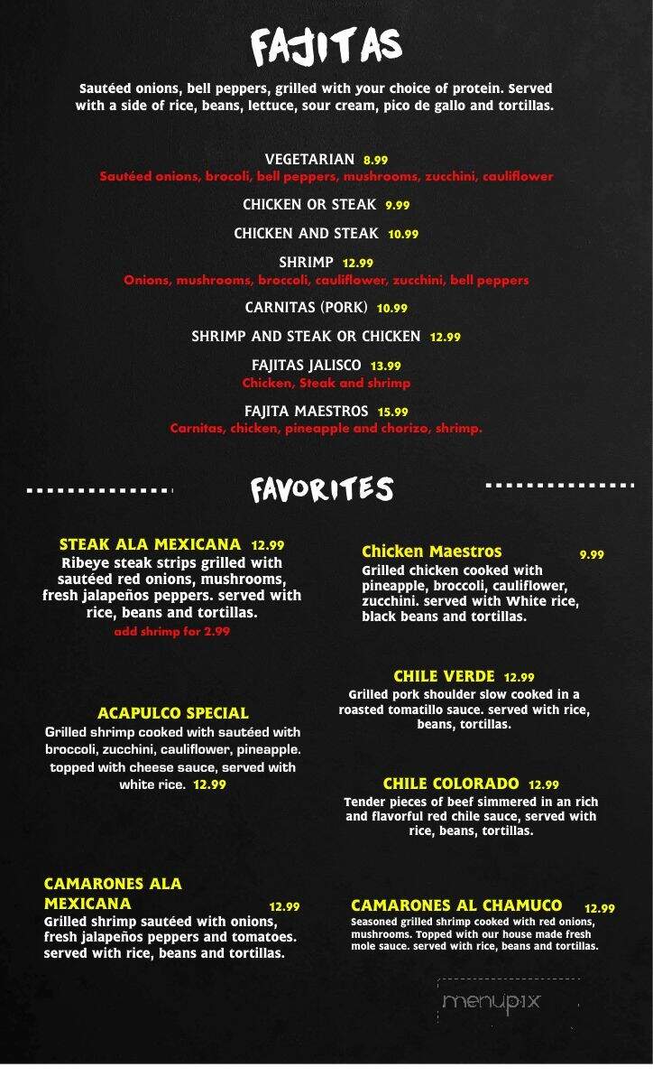 Maestros Mexican Grill - Portsmouth, OH menu_pic