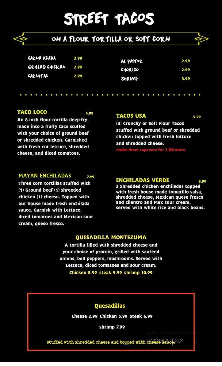 Maestros menu sales
