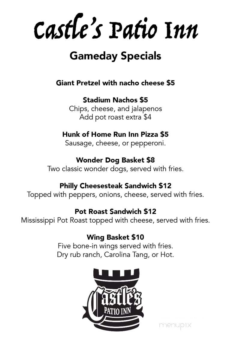 Castle's Patio Inn - Peoria, IL menu_pic