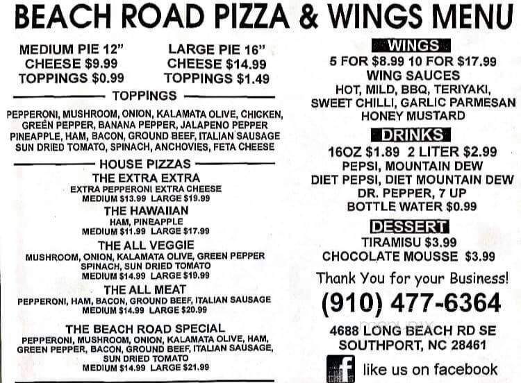 Beach Road Pizza and Wings - Southport, NC