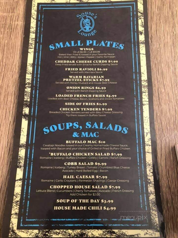 Souse's Lounge - Rockford, IL menu_pic