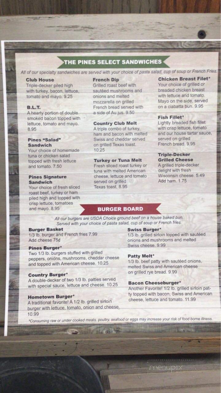 Pines Cafe - Ironwood, MI menu_pic