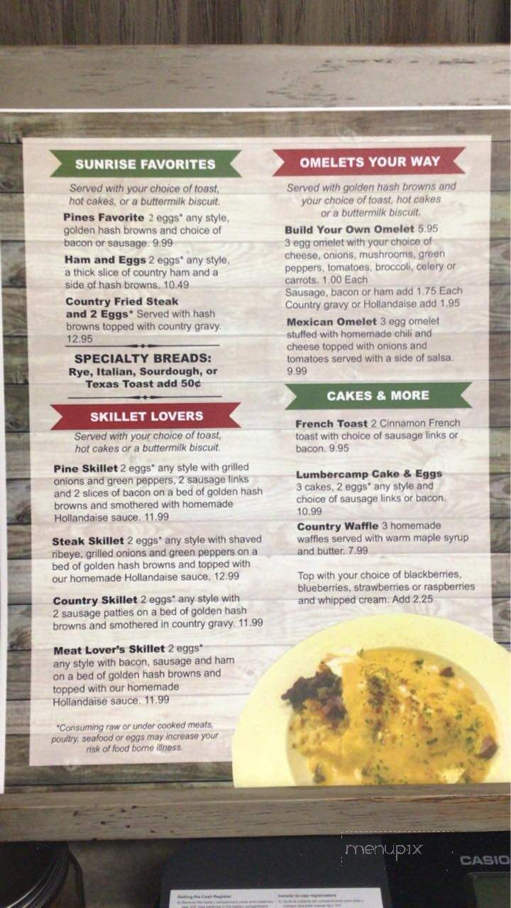 Pines Cafe - Ironwood, MI menu_pic