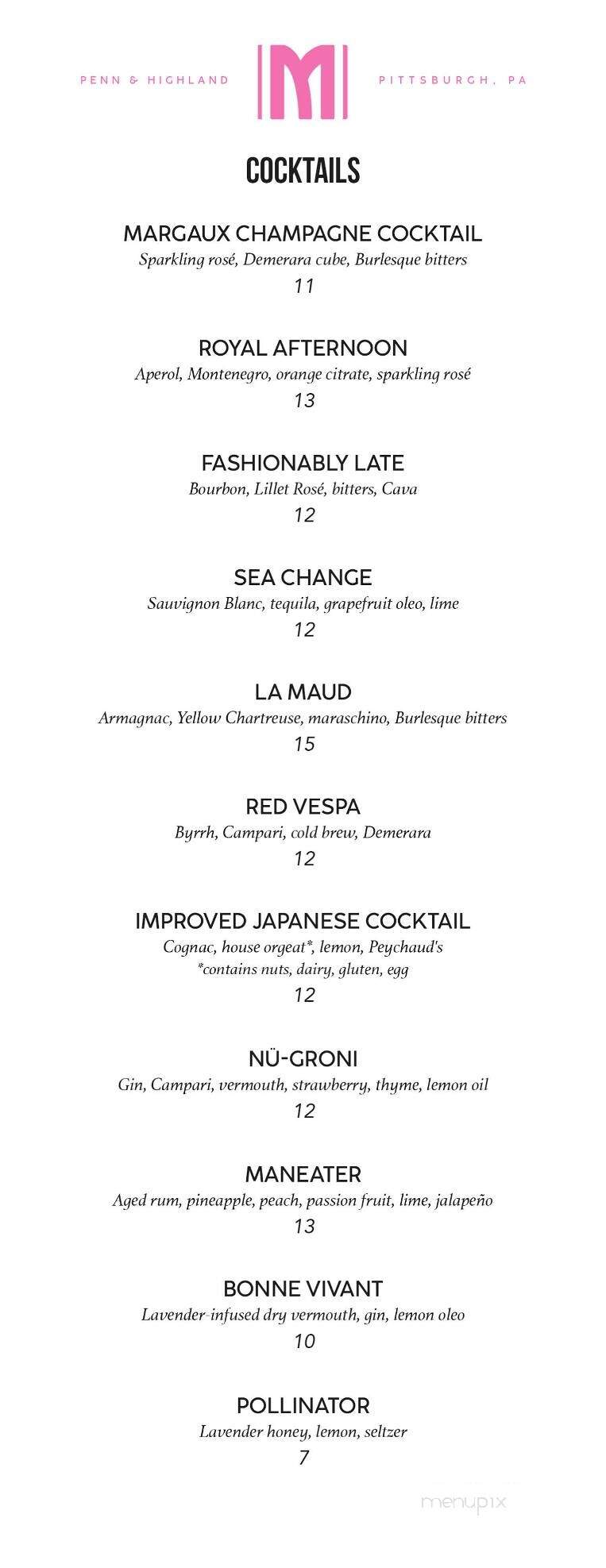 Margaux - Pittsburgh, PA menu_pic