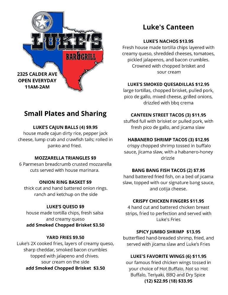 Luke's - Beaumont, TX menu_pic