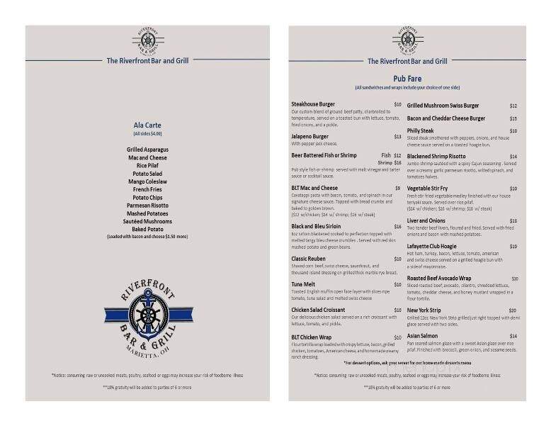 Gun Room Restaurant - Marietta, OH menu_pic