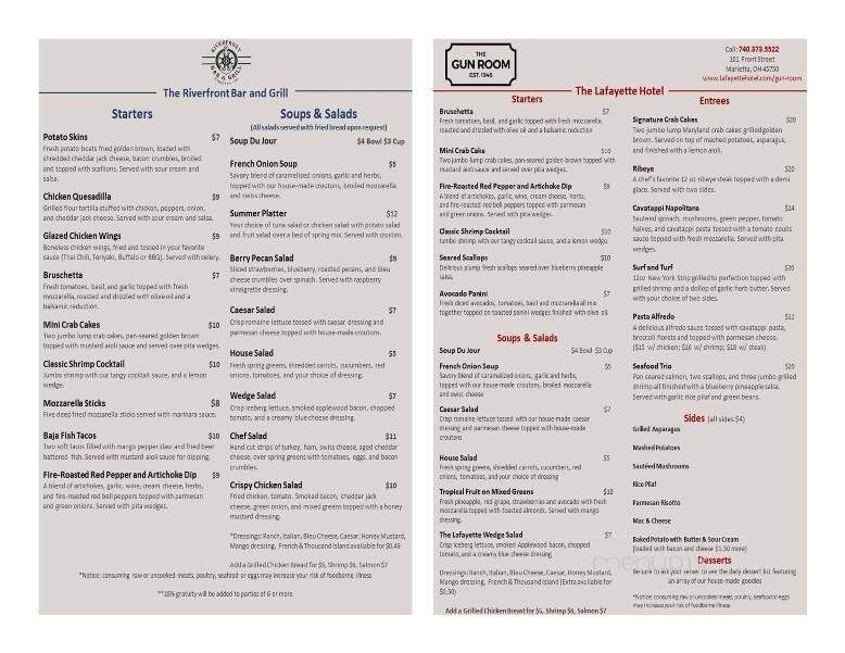 Gun Room Restaurant - Marietta, OH menu_pic