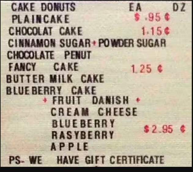 M J Donuts - Pineville, NC menu_pic