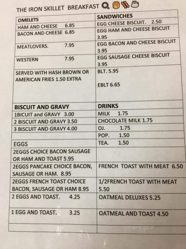 The Iron Skillet - Clinton, IN menu_pic