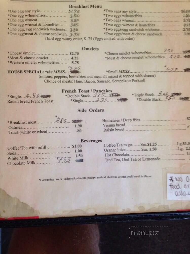 Central Lunch - Weissport, PA menu_pic