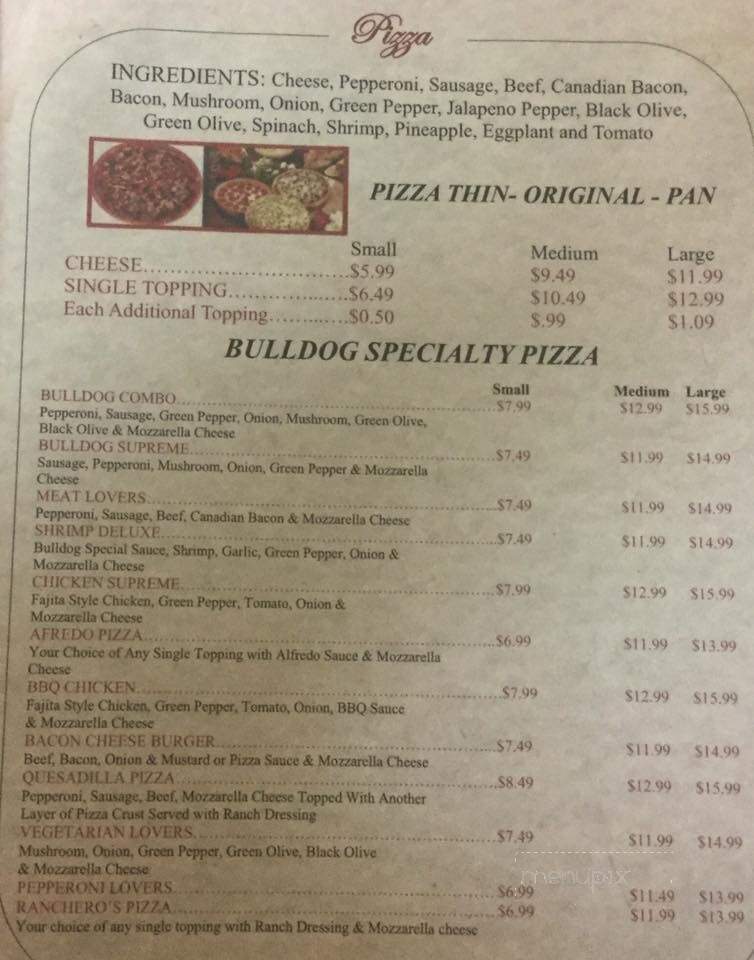 Bulldog Pizza Etc - Jefferson, TX