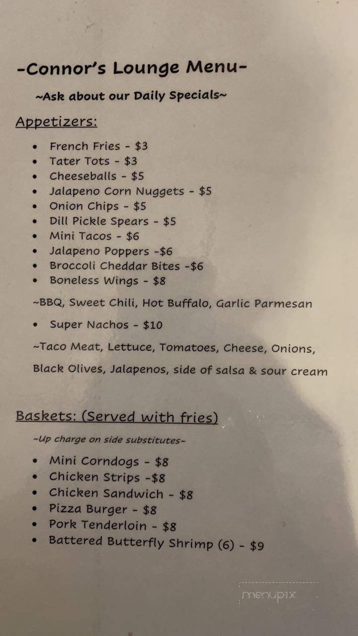 Connor's Lounge - Remsen, IA menu_pic