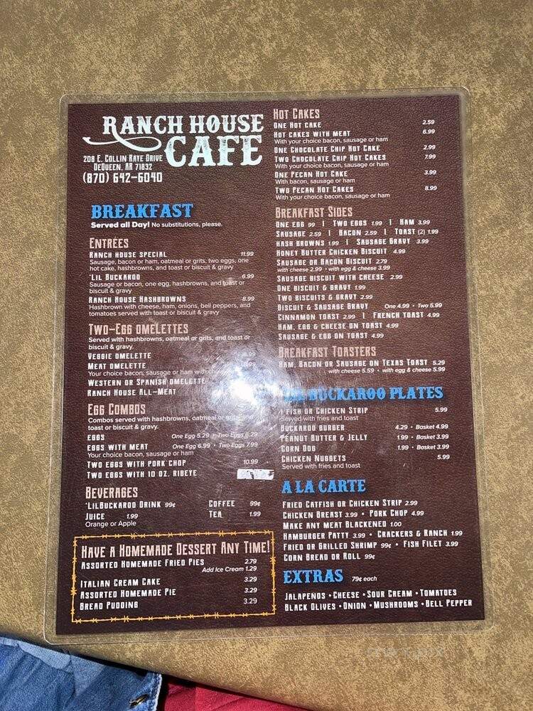 Ranch House Cafe - De Queen, AR menu_pic