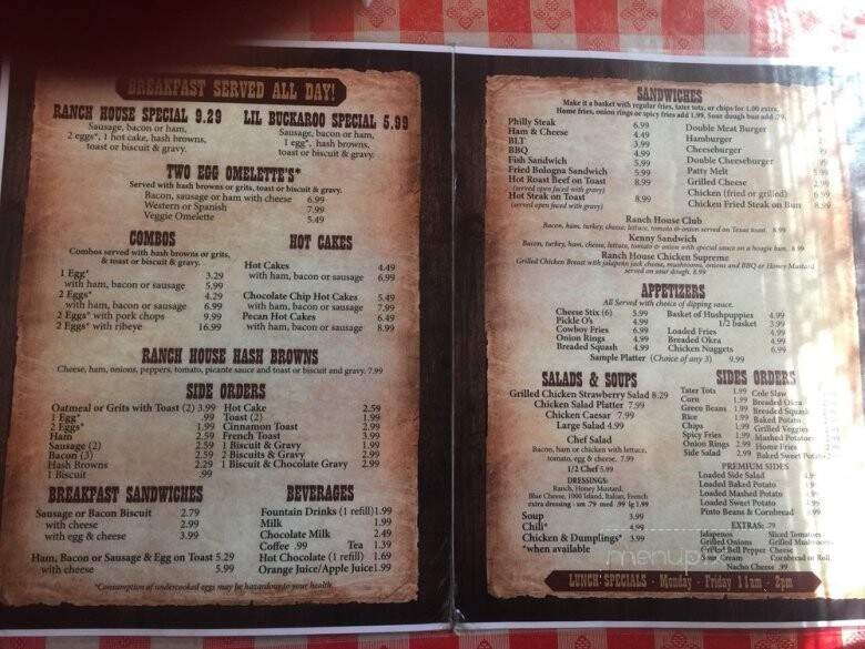 Ranch House Cafe - De Queen, AR menu_pic