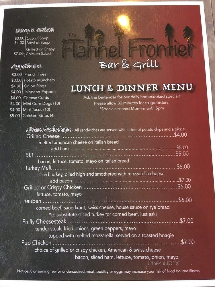Flannel Frontier - Deerfield, WI menu_pic