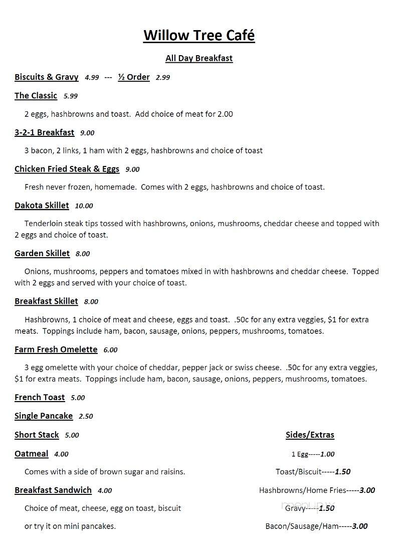 Willow Tree Cafe - Willow Springs, MO menu_pic