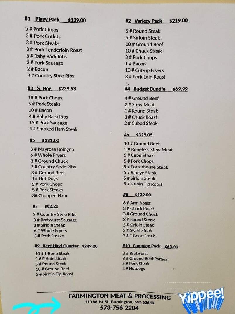 Farmington Meat & Processing - Farmington, MO menu_pic