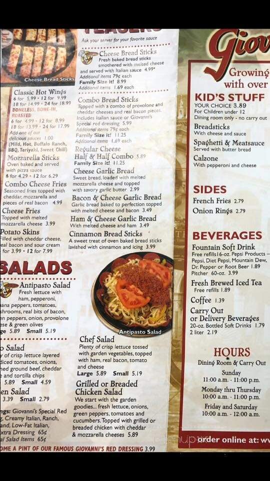 Giovanni's Of Man - Man, WV menu_pic