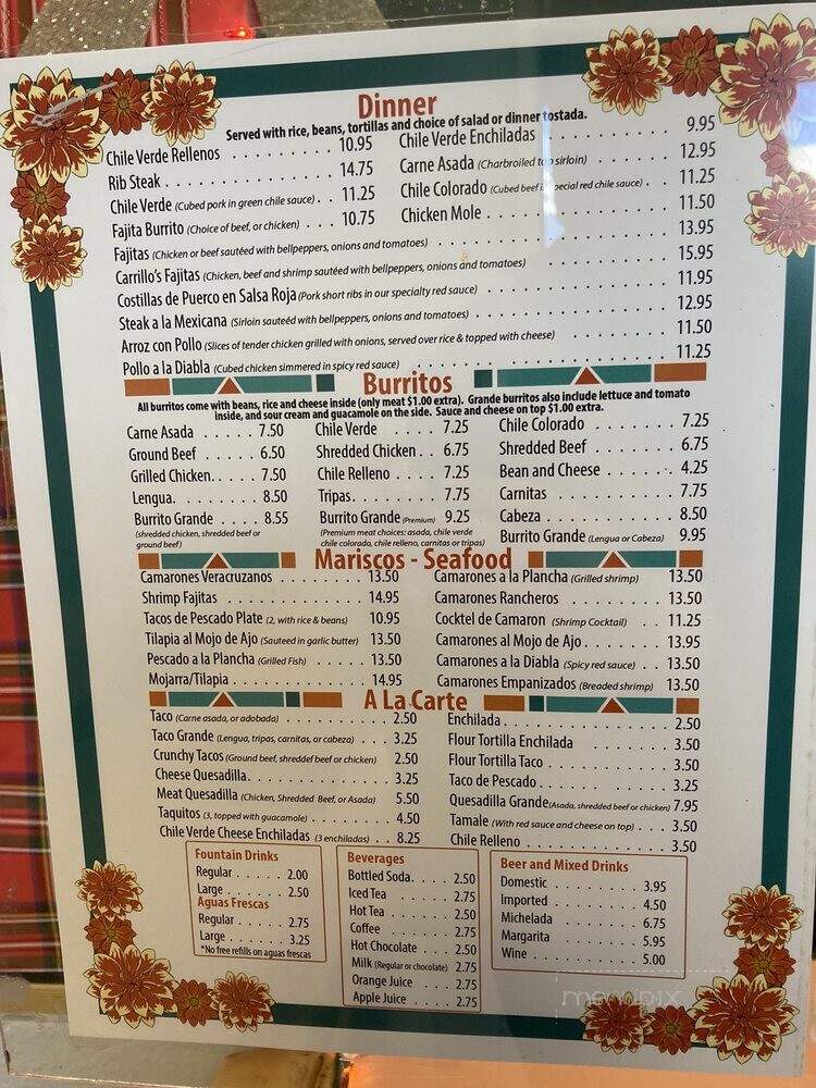 Valentin's Mexican Food - Fresno, CA menu_pic