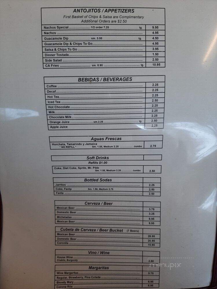 Valentin's Mexican Food - Fresno, CA menu_pic
