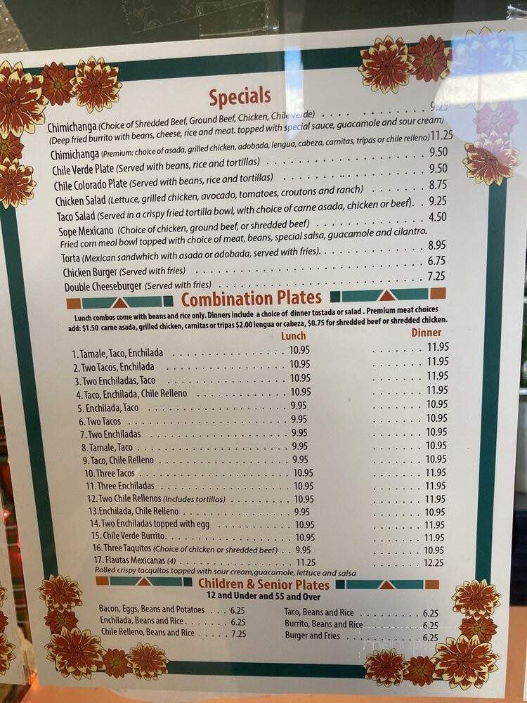 Valentin's Mexican Food - Fresno, CA menu_pic