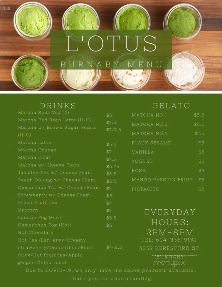 L'otus Cake Boutique - Burnaby, BC menu_pic