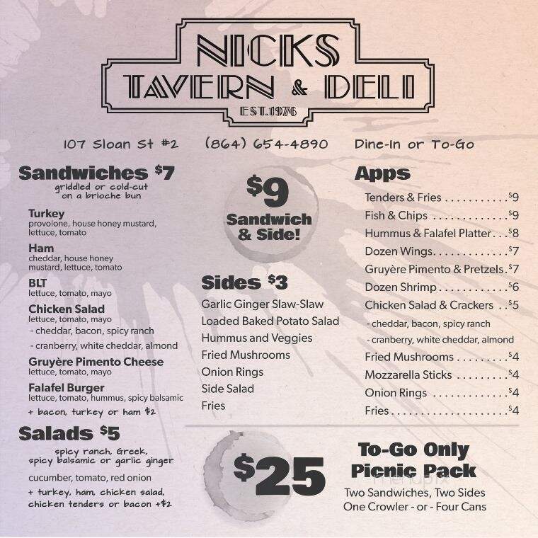 Nick's Tavern & Deli - Clemson, SC
