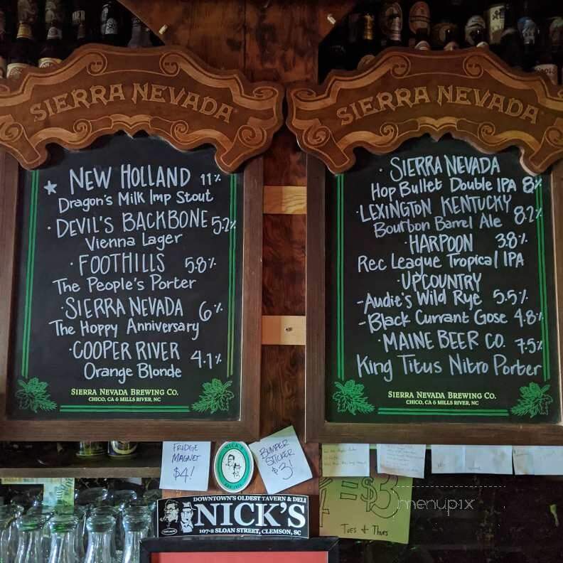 Nick's Tavern & Deli - Clemson, SC menu_pic