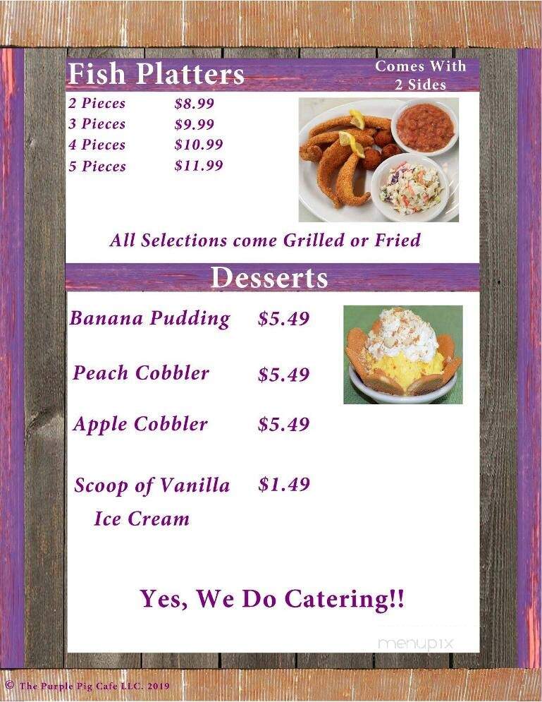Purple Pig Cafe - Arp, TX menu_pic
