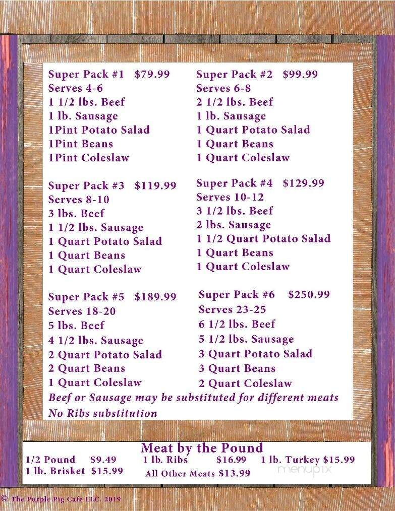 Purple Pig Cafe - Arp, TX menu_pic