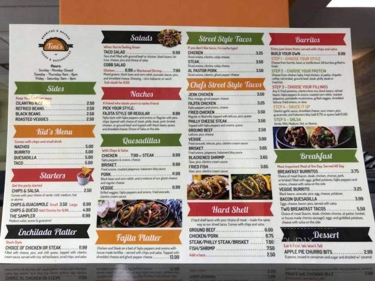 Toni's Taco - Yukon, OK menu_pic