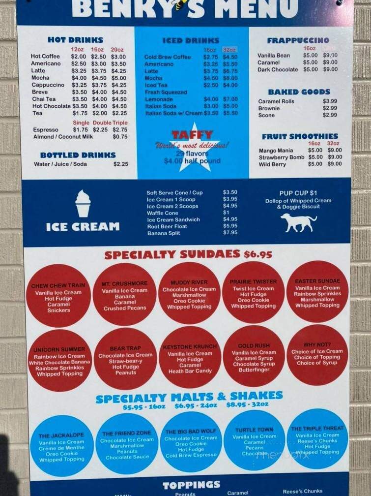 Benky's Cream and Sugar - Keystone, SD menu_pic