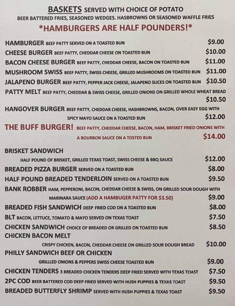 Bank Bar & Grille - Westgate, IA menu_pic