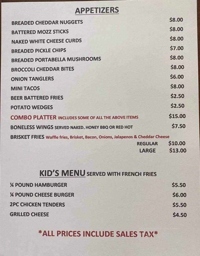 Bank Bar & Grille - Westgate, IA menu_pic
