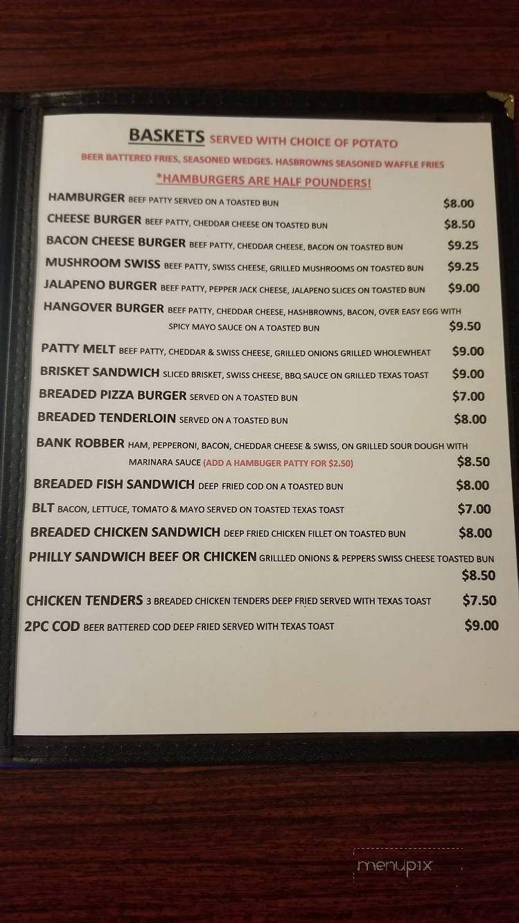Bank Bar & Grille - Westgate, IA menu_pic