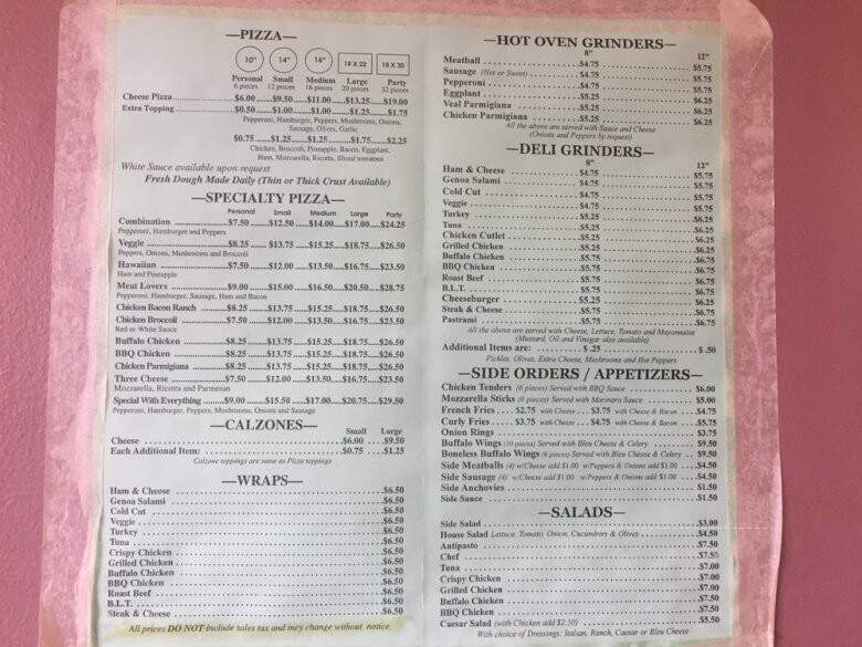 Family Pizza & Grinder - Westfield, MA menu_pic
