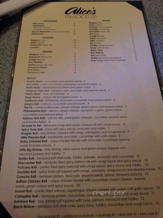 Alice's - Blue Lake, CA menu_pic