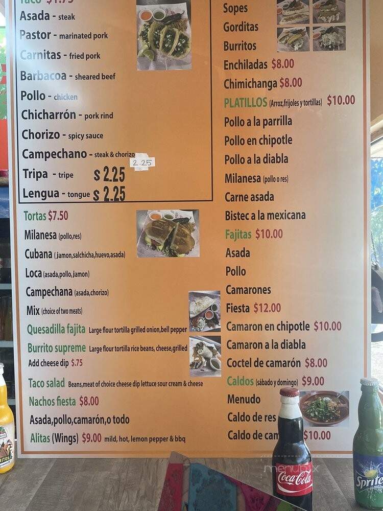 Taqueria Miranda - Tallahassee, FL menu_pic