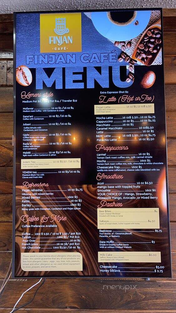 Finjan Cafe - Garden City, MI menu_pic