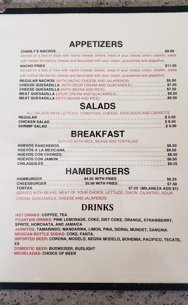 Charly's Restaurant - Inglewood, CA menu_pic