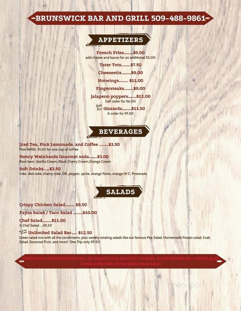Brunswick Bar & Grill - Othello, WA menu_pic